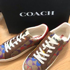 Coach Clip Low Top Sneaker Rainbow Signature Special Size 7.5